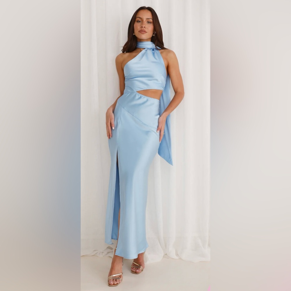 FRANCESCA SATIN MIDI DRESS BLUE - XS
